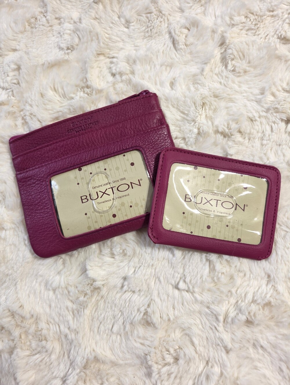 Buxton - 2 Pc. Genuine Leather Coin & Card ID Change Purse Mini Wallet